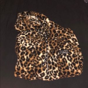 Cheetah Puma Quarter Zip Up Sherpa Hoodie.